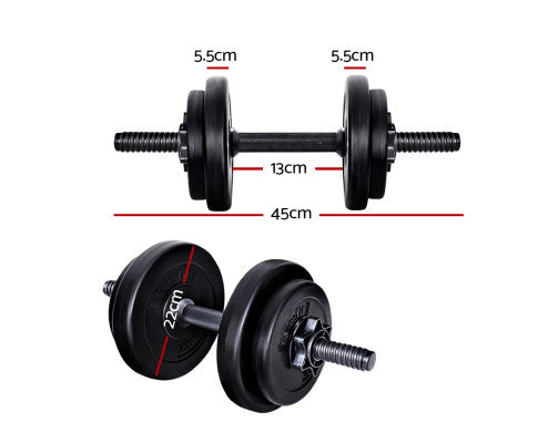 17KG Dumbbells Dumbbell Set Weight Plates Home Gym Fitness Exercise