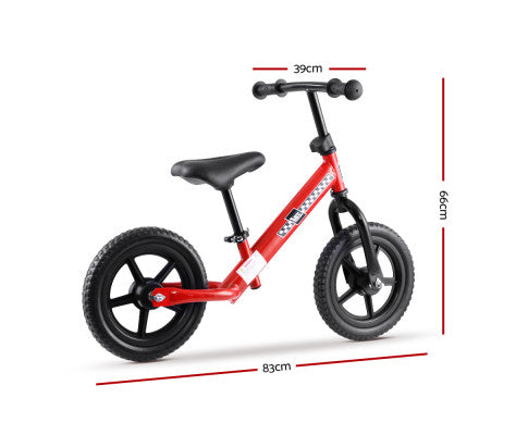 Kids Balance Bike Ride On Toys Push Bicycle Wheels Toddler Baby 12" Bikes Red