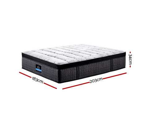 King Bed Mattress 9 Zone Pocket Spring Latex Foam Medium Firm 34cm