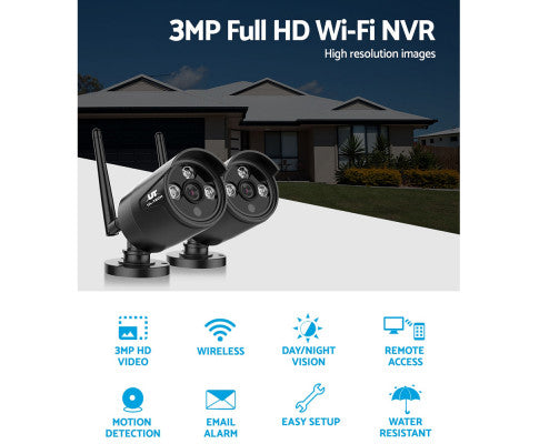 Wireless CCTV System 2 Camera Set For DVR Outdoor Long Range 3MP