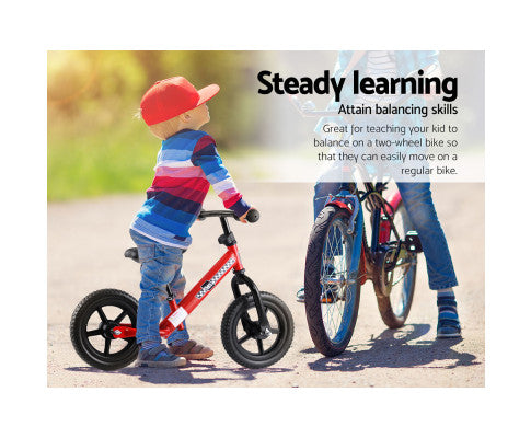 Kids Balance Bike Ride On Toys Push Bicycle Wheels Toddler Baby 12" Bikes Red