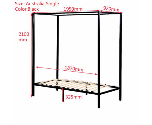 4 Four Poster Single Bed Frame