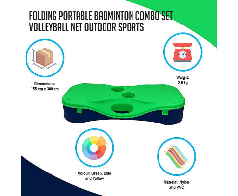 Folding Portable Badminton Combo Set Volleyball Net Outdoor Sports