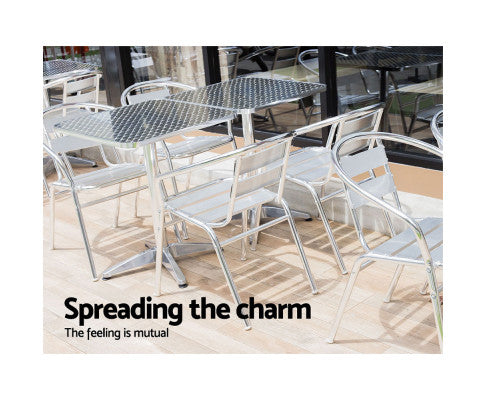 6pcs Outdoor Bar Table Furniture Adjustable Aluminium Square Cafe Table