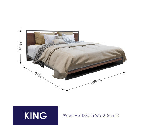 Wood Bed Frame With Comforpedic Mattress Package Deal Bedroom Set - King - White Brown