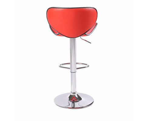 2X Red Bar Stools Faux Leather Mid High Back Adjustable Crome Base Gas Lift Swivel Chairs