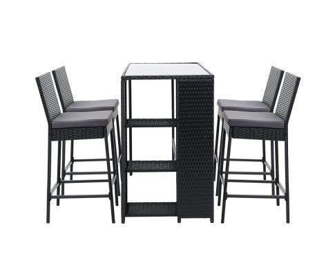 Outdoor Bar Set Table Stools Furniture Dining Chairs Wicker Patio Garden