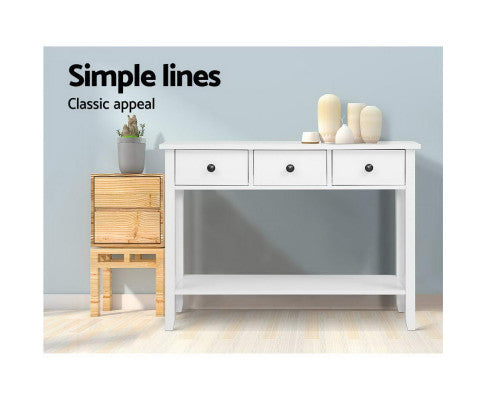 Hallway Console Table Hall Side Entry 3 Drawers Display White Desk Furniture