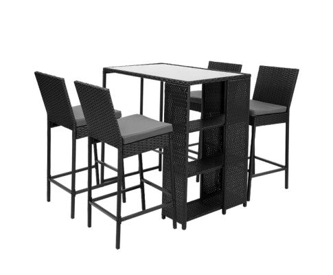 Outdoor Bar Set Table Stools Furniture Dining Chairs Wicker Patio Garden