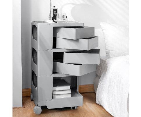 Bedside Table Side Tables Nightstand Organizer Replica Boby Trolley 5Tier Grey