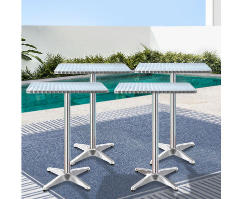 6pcs Outdoor Bar Table Furniture Adjustable Aluminium Square Cafe Table