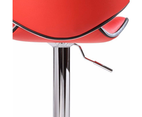 2X Red Bar Stools Faux Leather Mid High Back Adjustable Crome Base Gas Lift Swivel Chairs