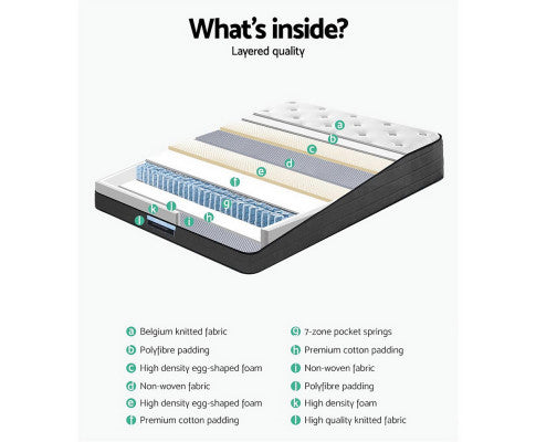 KING Mattress Bed 7 Zone Euro Top Pocket Spring Firm Foam