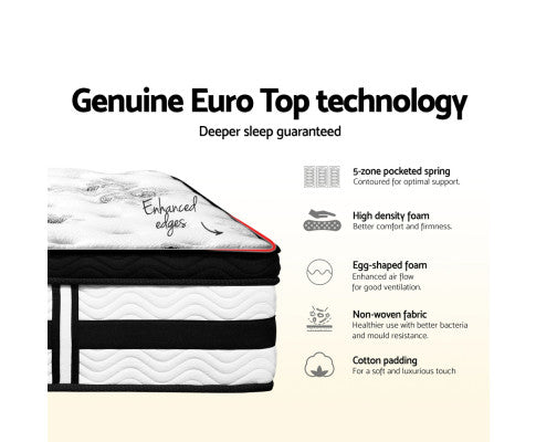 Euro Top Pocket Spring Mattress 34cm Thick Double