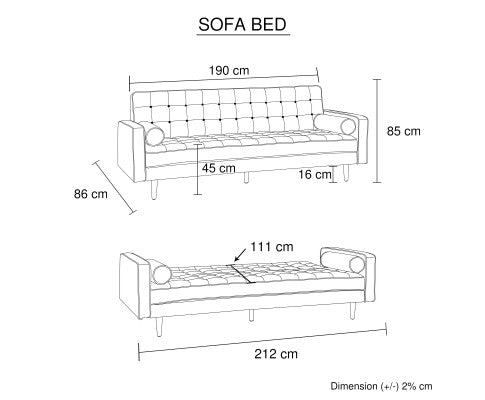 Sofa Bed 3 Seater Button Tufted Lounge Set for Living Room Couch in Fabric Beige Colour