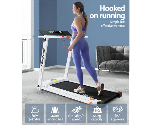 Treadmill Electric Fully Foldable Home Gym Exercise Fitness White