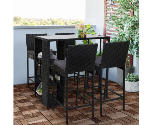 Outdoor Bar Set Table Stools Furniture Dining Chairs Wicker Patio Garden