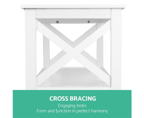 Wooden Storage Console Table - White