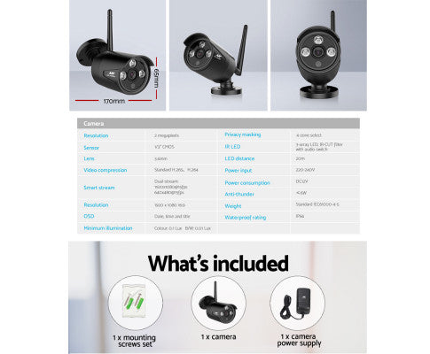 3MP Wireless Security Camera System IP CCTV Home