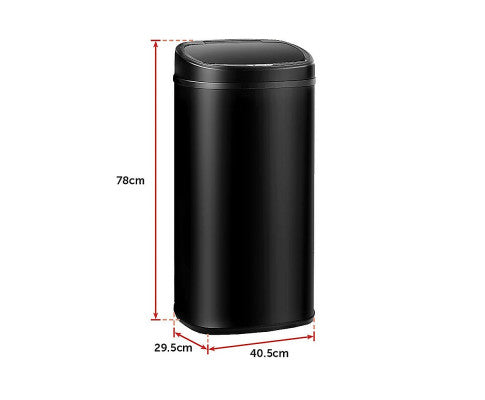 68L Motion Sensor Bin Automatic Stainless Steel Kitchen Rubbish Trash - Black