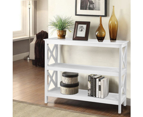 Wooden Storage Console Table - White